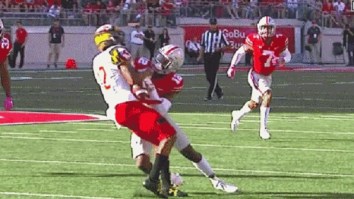 Ohio State’s Denzel Ward Absolutely Destroys Maryland Player, Gets Ejected Via Dumb Targeting Call By Refs