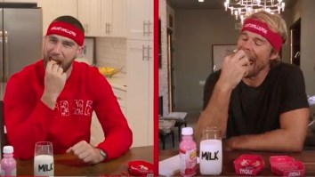 Travis Kelce And Greg Olsen Are Nearly Forced Into Early Retirement After Eating One Ghost Pepper Chip