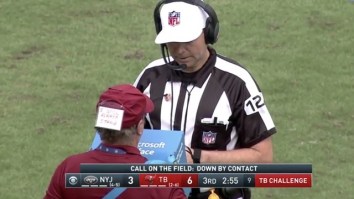 NFL Replay Guy Takes Blatant Shot At Anthem Protesters With Sign On His Hat