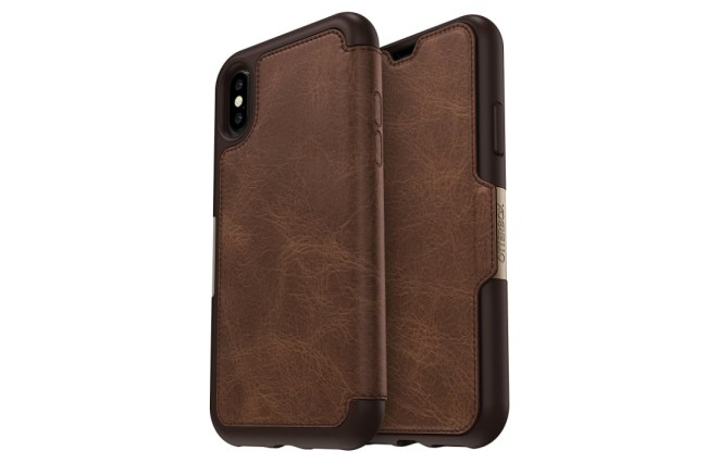 OtterBox STRADA SERIES Case for iPhone X (ONLY) - Retail Packaging - ESPRESSO (DARK BROWN/WORN BROWN LEATHER)