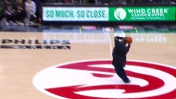 Atlanta Hawks Fan With Lonzo Ball Shooting Form Drills Half-Court Shot For $10,000