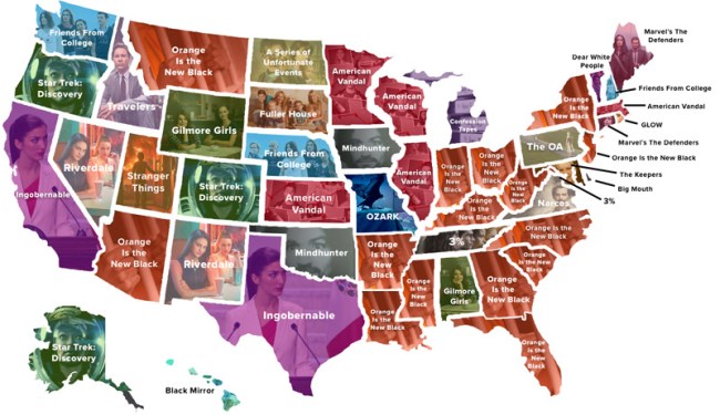 Most Popular Netflix Shows State 2017 Map