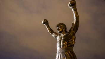 Patriots Fans Put A Tom Brady Jersey On The Rocky Statue In Philadelphia