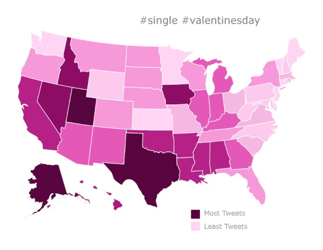 Map States Complain Most Single Valentines