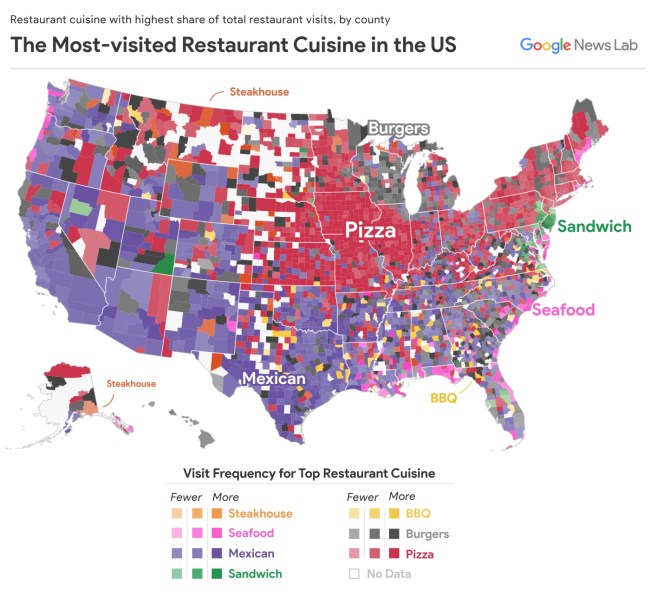most popular food every county America