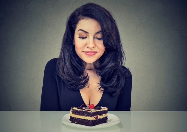 woman craving cake dessert,