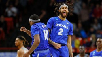 A University of Buffalo Fan Jumped Through A Table To Celebrate The Team’s Upset Over Arizona