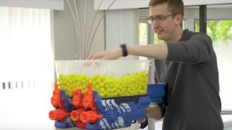 Custom 1,200-Round Nerf Blaster Is So Devastating It Requires A Hopper And Tripod