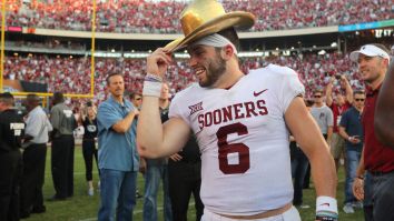 Baker Mayfield Pulled Out His Best Jorts To Recreate Brett Favre’s Iconic Draft Day Photo
