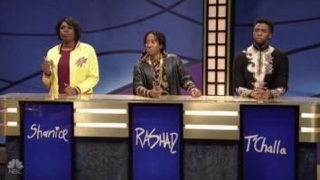 SNL: Chadwick Boseman’s ‘Black Panther’ Character T’Challa Struggles Mightily On ‘Black Jeopardy’