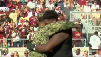 FSU Lineman Derrick Kelly Reunites With Navy Officer Brother He Hasn’t Seen In Two Years Before Spring Game