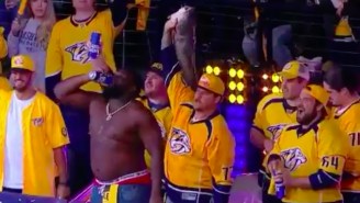Titans Lineman Taylor Lewan Used A Catfish As A Beer Luge At A Predators Playoff Game