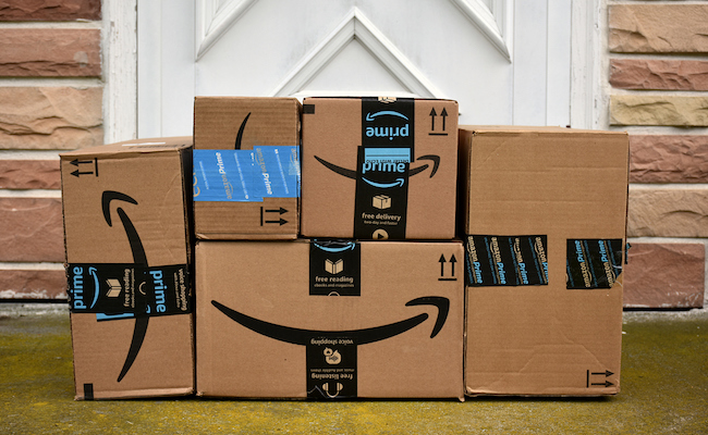 amazon boxes on doorstep