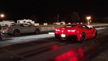 Watch A Corvette ZR1 Destroy A Dodge Demon In A Drag Race