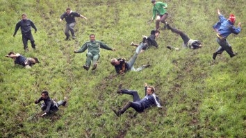 The 2018 UK Cheese Rolling Contest Was A Complete Mess With Flying Bodies Everywhere