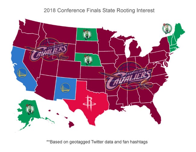 Map Which NBA Team State Rooting