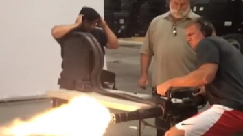 Watch Rob Gronkowski Have A Blast Firing A Minigun in Preparation for Upcoming Role In Action Movie