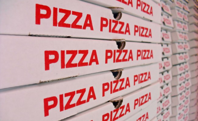 stacked pizza boxes