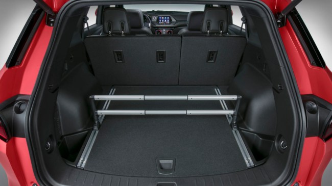 The 2019 Chevrolet Blazer offers a Chevrolet-first Cargo Management System which helps drivers secure smaller items by dividing the cargo area.