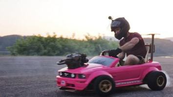 Mad Genius Installs Dirt Bike Engine On Power Wheels Barbie Mustang And It Goes 72 MPH
