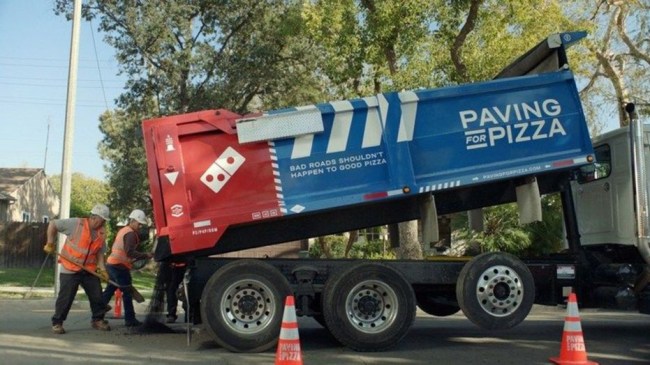 dominos paving for pizza