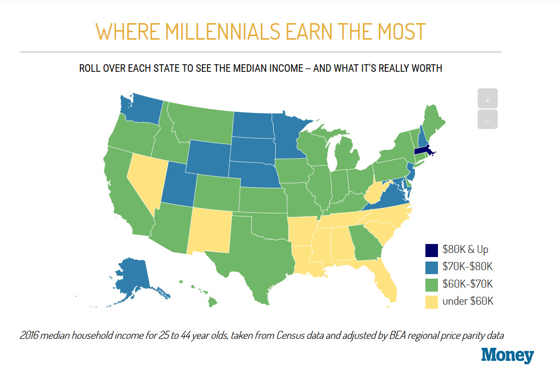 Map Of America Shows What Millennials Earn In Each State, And What That