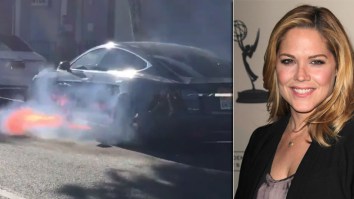 Actress Mary McCormack Shares Video Of Her Husband’s Tesla On Fire, Shooting Flames Like A Blowtorch