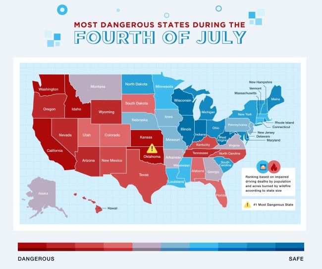 most dangerous states fourth of july