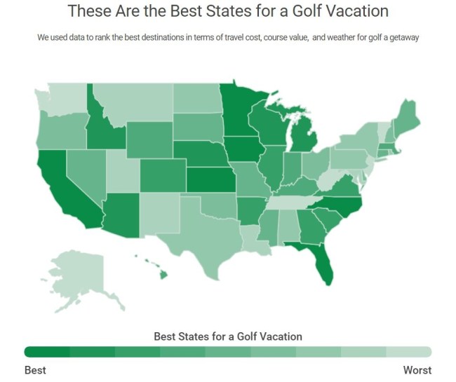 best golf vacations map
