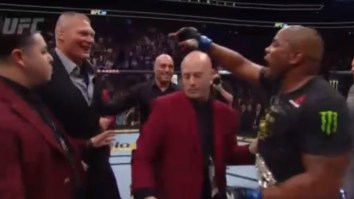 Watch Daniel Cormier Knock Out Stipe Miocic Then Get Into Shoving Match With Brock Lesnar In The Octagon