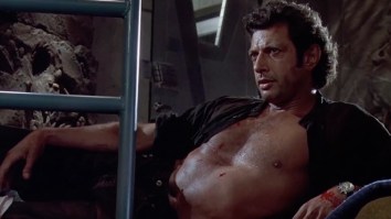 A Giant Shirtless Statue Of Jeff Goldblum From ‘Jurassic Park’ Showed Up In London