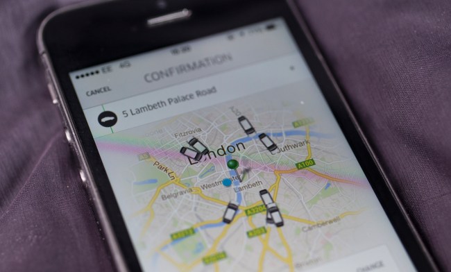 uber app map on phone