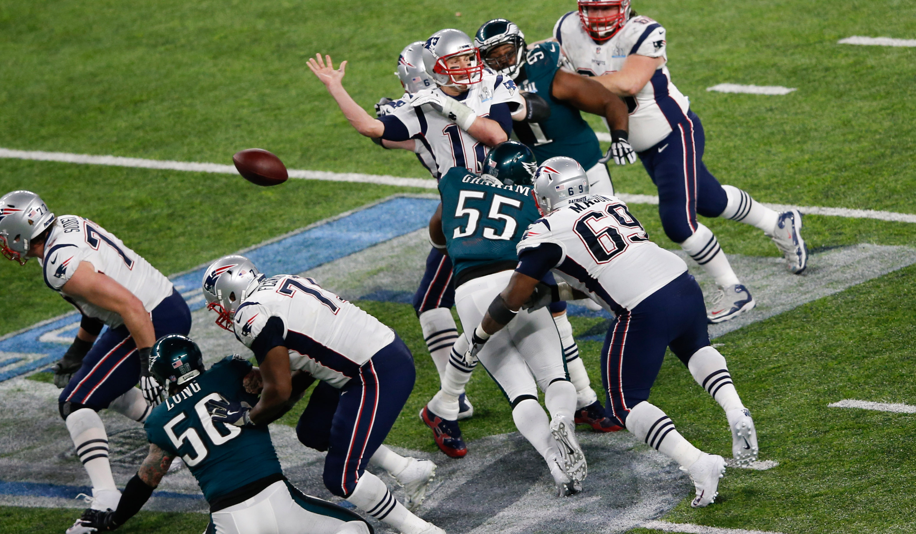 Philadelphia Eagles Brandon Gram Strips the Ball From Tom Brady