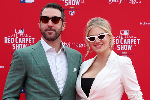Justin Verlander #35 of the Houston Astros and the American League and wife Kate Upton attend the 89th MLB All-Star Game, presented by MasterCard red carpet at Nationals Park on July 17, 2018 in Washington, DC. (Photo by Patrick Smith/Getty Images)