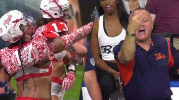 A Legends Football League Coach And An Opposing Player Got Into A Very Passionate Screaming Match
