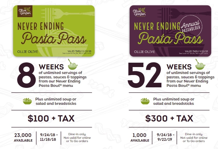 Olive Garden Will Unleash Annual AllYouCanEat Pasta Pass How Much