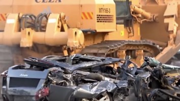 Here’s Over $5 Million Worth Of Lamborghini, Porsche, And Other Luxury Cars Getting Destroyed By A Bulldozer