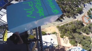 Dropping A Fridge, Dishwasher, Washing Machine, Microwave And More Off A 150-Foot Tower Looks Fun