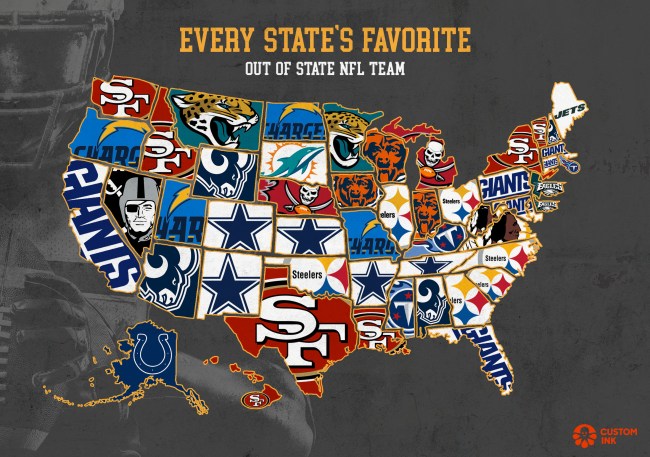 Maps Favorite Out State Football Teams