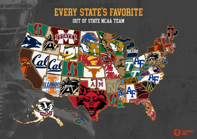 Maps Favorite Out State Football Teams