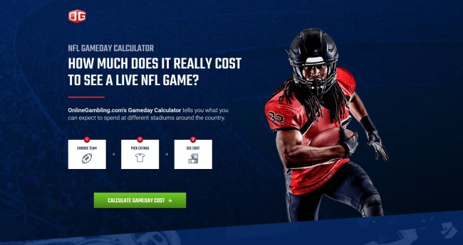NFL Gameday Calculator Cost Watch Live