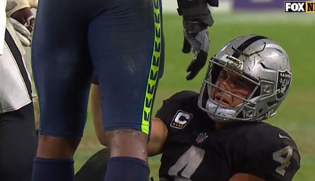 Raiders QB Derek Carr Appeared To Cry After Taking Hard Sack At End Of  Seahawks Game - BroBible