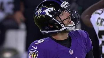 Justin Tucker’s Reaction To His First-Ever Missed Extra Point Inspired Some Hall Of Fame Memes