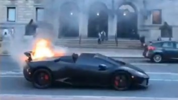RIP This $265K Lamborghini Huracán Spyder That Burst Into Flames In Front Of The Boston Public Library