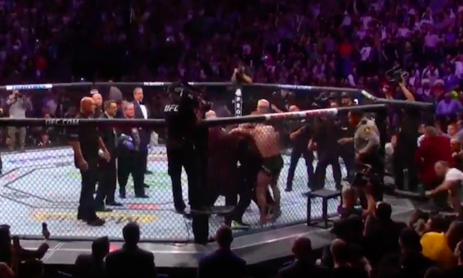 fan rushes octagon to protect mcgregor