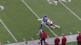 OBJ Makes Insane Catch While Getting Pulled Down Against Redskins, Showed Up To Game In A Mask