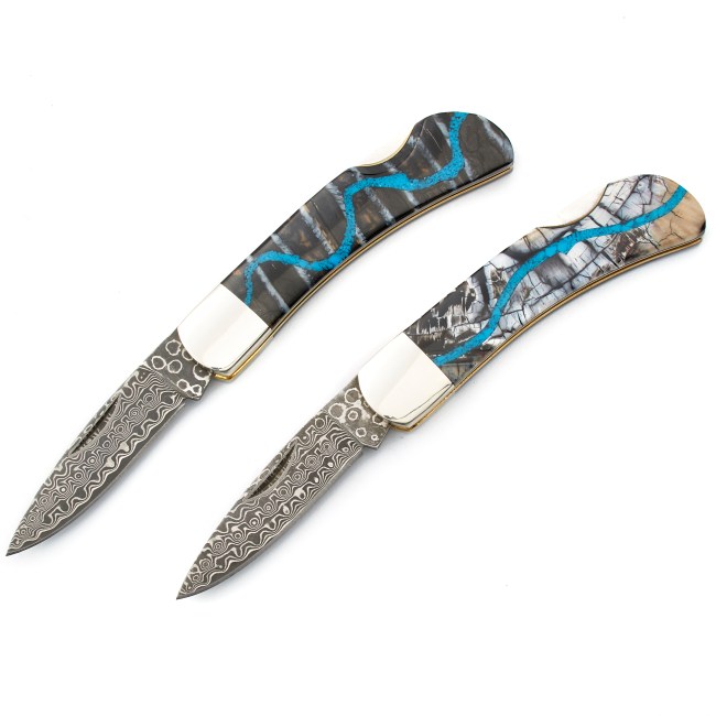 Santa Fe Stoneworks Damascus Steel Blade Knives