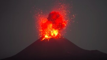 The Iconic Krakatoa Volcano Exploded In The Night And Put On A Mesmerizing Light Show
