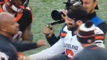 Baker Mayfield Takes Shot At Former Coach Hue Jackson After Awkward On-Field Exchange