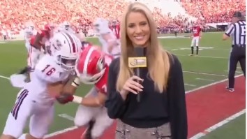 Georgia RB Shoots His Shot At ESPN Sideline Reporter Laura Rutledge ‏After  Accidentally Trucking Her During Game